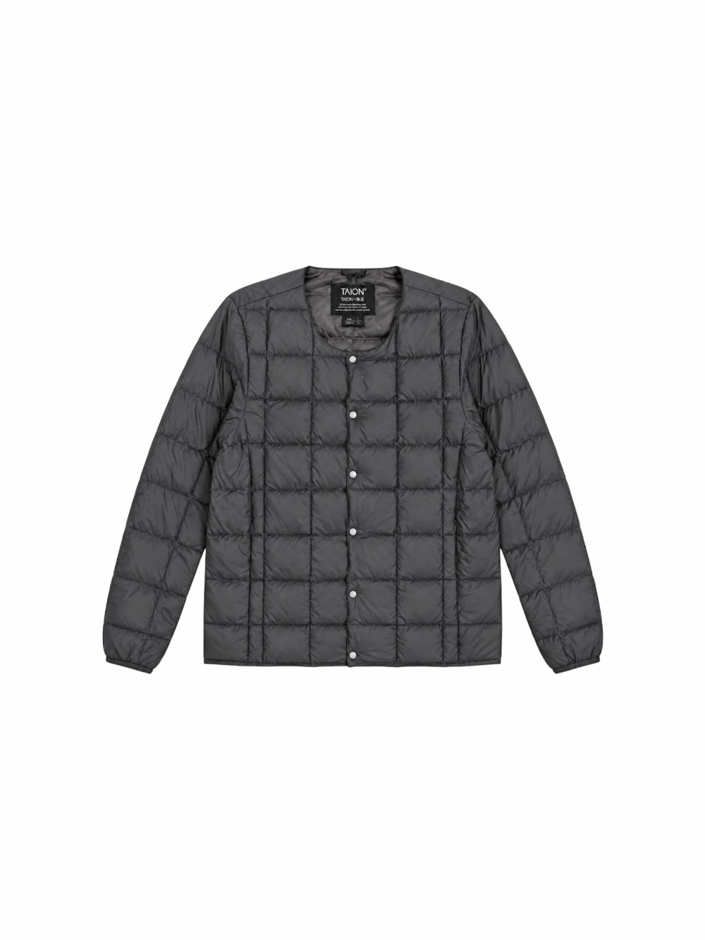 TAION Unisex Basic Crew Neck Down Jacket Men’s M Women’s L Charcoal Grey
